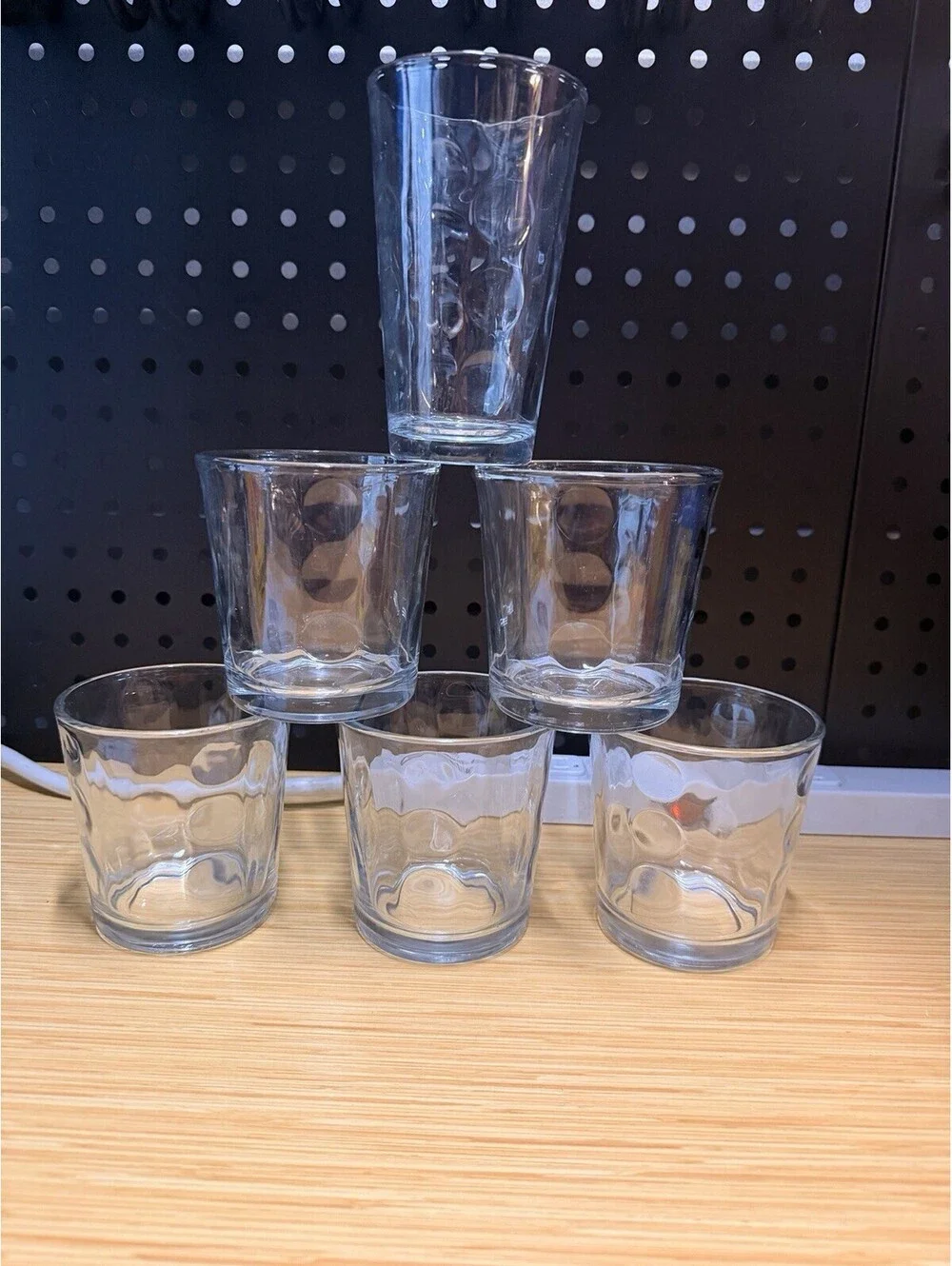 6 Libbey Clear Urban Dots Rocks Lowball Old Fashioned Glasses Five 3.75